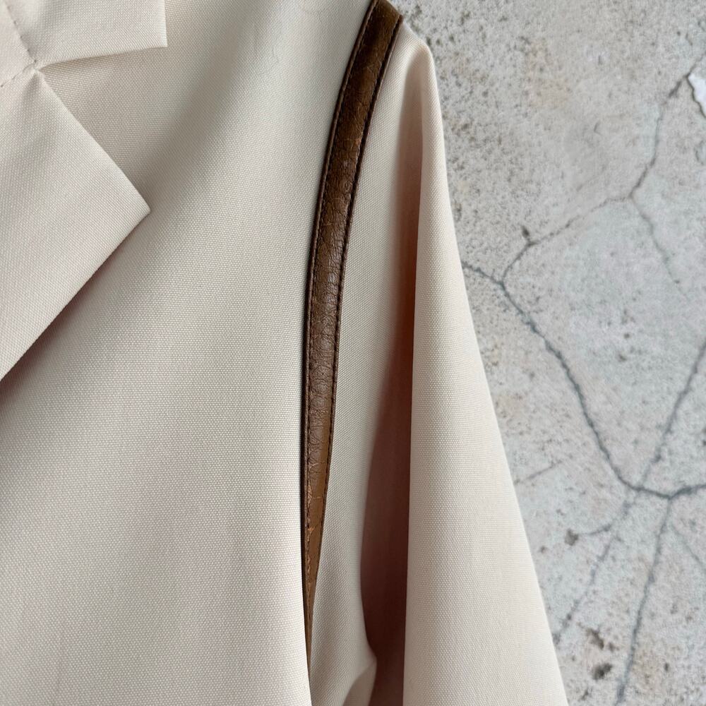 Vtg 60s Youthcraft Voyager West Coat Cream Tan Leather Trim‎ Belted Women S Mod - Picture 4 of 13